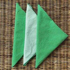 Set of 3 Green & White Cotton Napkins